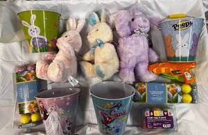 Easter Galore-Buckets, Grass, Bunny Ears, Eggs Etc..