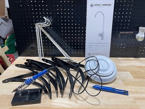 lot 49 image: Soldering Iron, Shelving Brackets, NEW Water Faucet
