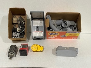 lot 112 image: Electrical Plugs, Box, Conduit Pieces