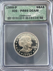 lot 5 image: 1999-P Susan B. Anthony Dollar Proof ICG PR69 Deep Cameo