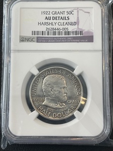 lot 6 image: 1922 Grant Half Dollar Silver NGC AU Details Only 67,405 Minted