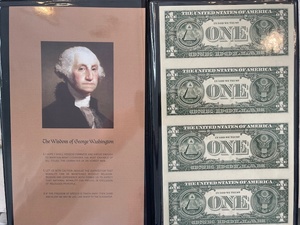 lot 26 image: Uncut Sheet of $1 Dollar Bills