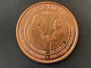 lot 29 image: 1 Ounce .999 Fine Copper Round 2018 Peace Talks Donald Trump and Kim Jong-Un