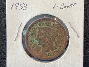 lot 44 image: 1853 Braided Hair Cent