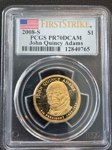 lot 49 image: 2008-S John Quincy Adams Dollar Proof PCGS PR70 Deep Cameo First Strike