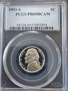 lot 50 image: 1993-S Jefferson Nickel Proof PCGS PR69 Deep Cameo