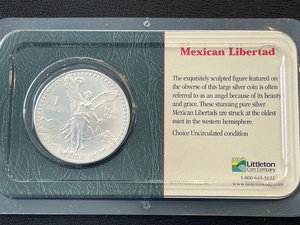 lot 55 image: 1995 1 Ounce .999 Fine Silver Mexican Libertad