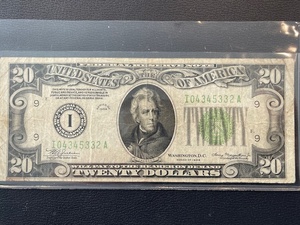 lot 62 image: $20 Dollar Federal Reserve Note Series of 1934