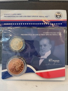 lot 63 image: James Buchanan Dollar and First Spouse Medal Set