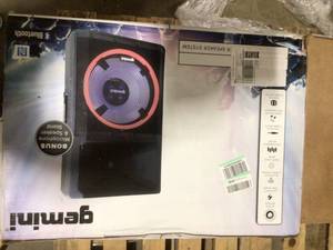 lot 13 image: Gemini Sound GSP-L2200PK Indoor 2200 Watt Peak Bi-Amped Wired AC Powered Bluetooth DJ Speaker with 15 Inch Woofer, LED Party Lights, Built in Media Player, and Included Microphone and Speaker Stand