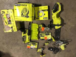 Lot of Assorted Ryobi Power Tools and Hardware Various Models and Conditions   Customer Returns See Pictures
