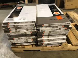 25 Boxes of TrafficMaster Seashore Wood 4 MIL x 12 in. W x 24 in. L Peel and Stick Water Resistant Vinyl Tile Flooring (20 sqftcase)  Customer Returns See Pictures