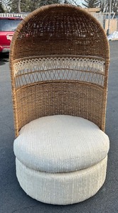 INCREDIBLE Vintage Hooded Boho Wicker Rattan Lounge Chair
