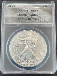 lot 3 image: 2020 Silver Eagle ANACS MS69