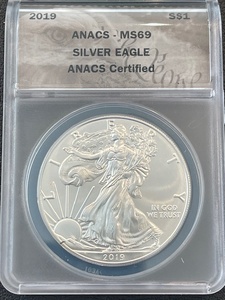 lot 4 image: 2019 Silver Eagle ANACS MS69
