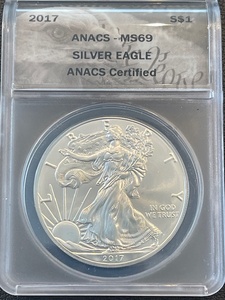 lot 8 image: 2017 Silver Eagle ANACS MS69