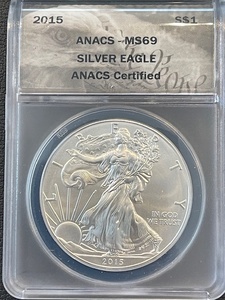 lot 13 image: 2015 Silver Eagle ANACS MS69