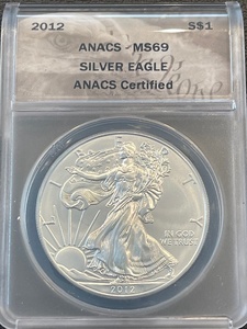 lot 19 image: 2012 Silver Eagle ANACS MS69