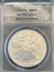 lot 24 image: 2008 Silver Eagle ANACS MS69