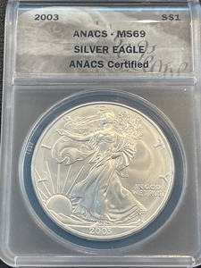 lot 29 image: 2003 Silver Eagle ANACS MS69
