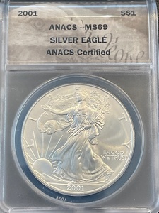 lot 31 image: 2001 Silver Eagle ANACS MS69