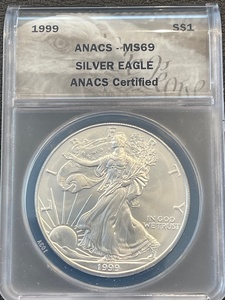 lot 33 image: 1999 Silver Eagle ANACS MS69