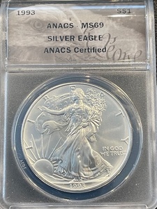 lot 39 image: 1993 Silver Eagle ANACS MS69