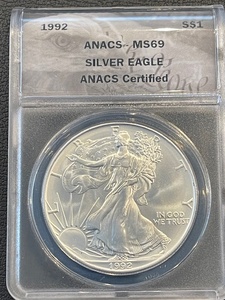 lot 40 image: 1992 Silver Eagle ANACS MS69