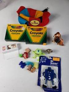 lot 182 image: Crayons, Fao Schwartz Hat, Mr. Dreidal and more