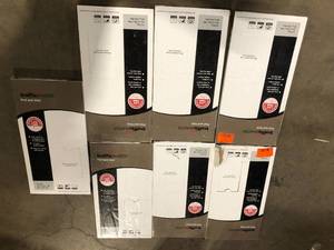 7 Boxes of TrafficMaster Gray Linear 4 MIL x 12 in. W x 24 in. L Peel and Stick Water Resistant Vinyl Tile Flooring (20 sqftcase)   Customer Returns See Pictures