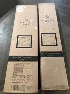 Lot of 2 HOMESTOCK Black Wall Mounted Floating Entertainment Center Fits TV up to 75 in., Home Theater with LED Strip, Pull-Out DrawersCustomer Returns See Pictures