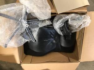 Glitzhome Coffee Mid-Century Modern Bonded Leather Gaslift Adjustable Swivel Office Chair Slight tear  Customer Returns See Pictures