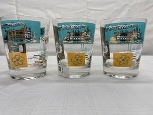 3 Cocktail Glasses, Riverboat themed