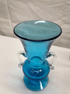 Beautiful Cobalt Wanda Polish Vase with Clear Handles