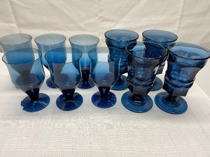 10 Cobalt Blue Goblets
