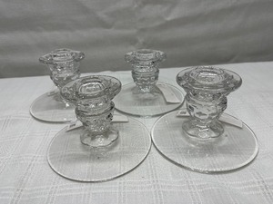 4 Glass Candlestick Holders