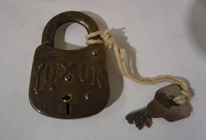 lot 57 image: Antique Padlock and Key LOXON