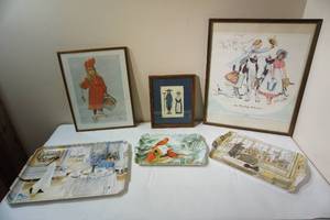 lot 89 image: Wall DeCor and More Including Framed Norman Rockwell, Carl Larsson and Needlepoint