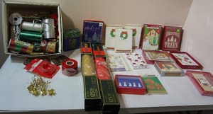 lot 92 image: Holiday DeCor Boxed Christmas Cards Wrap Ribbon and More