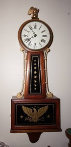lot 103 image: Fine Vintage New Haven 8-Day Presentation Banjo Wall Clock Whitney