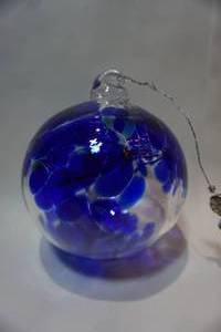 lot 120 image: LARGE Blue Tree of Life Glass Orb Hand Blown Globe Hanging Garden Gazing Ball Indoor Outdoor Home Dcor