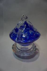 lot 121 image: Collectible Glass Hand Blown Blue Orb Hanging Gazing Ball, Royal Copenhagen Crystal Capriole Votive Candle Holder