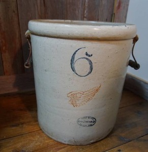 lot 10 image: 6 Six Gallon Red Wing Crock Bale Handles Large Wing