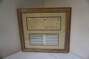 lot 29 image: Antique Framed War Ration Book Two Etc.