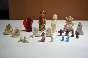 lot 140 image: Collectible Angel Cherub Ruby Glass Brass Pewter Porcelain