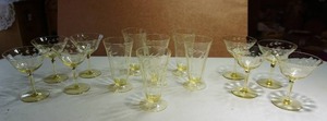 lot 175 image: Collectible Yellow Cut-Glass Etched Stemware