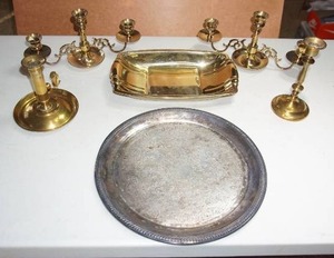 lot 177 image: Collectible Brass Candle Stick Candelabra Etc.