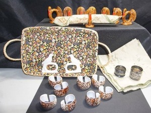 lot 209 image: Collection of Napkin Ring Holders, Napkins and Basket...