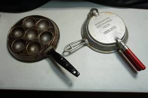lot 217 image: Ebleskiver Pan and Scandinavian Krumkake Iron Nordic-Ware Minneapolis Minn.