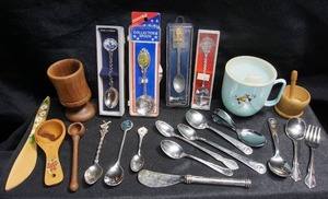 lot 219 image: Collectible Souvenir Baby Spoons, Cups Etc.